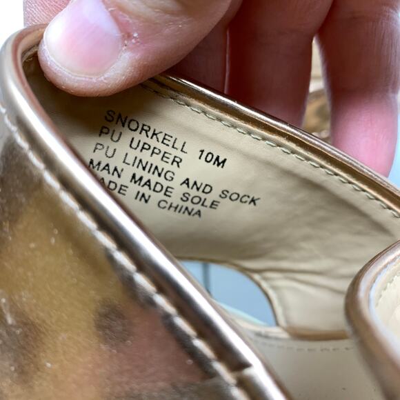 Steve Madden Snorkell Platform Sandals Womens 10 Rose Gold Metallic White - Picture 6 of 6